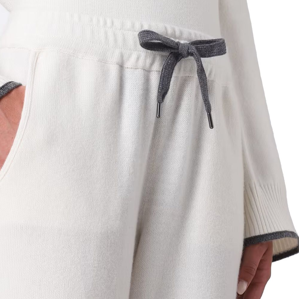 Brunello Cucinelli White Cashmere Casual Pants