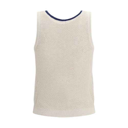 Brunello Cucinelli Beige Cotton Sleeveles T-Shirt