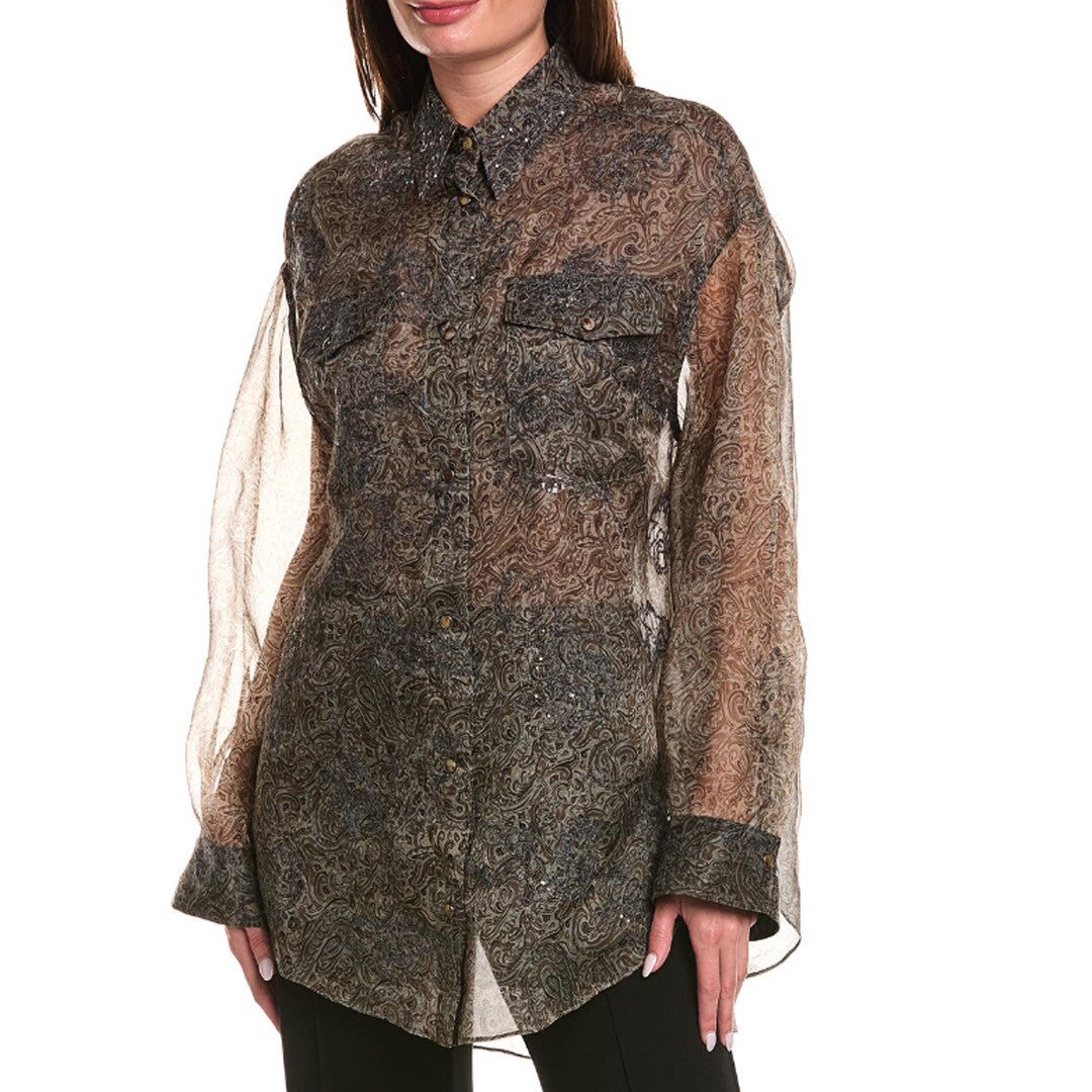 Brunello Cucinelli Beige Silk Shirt