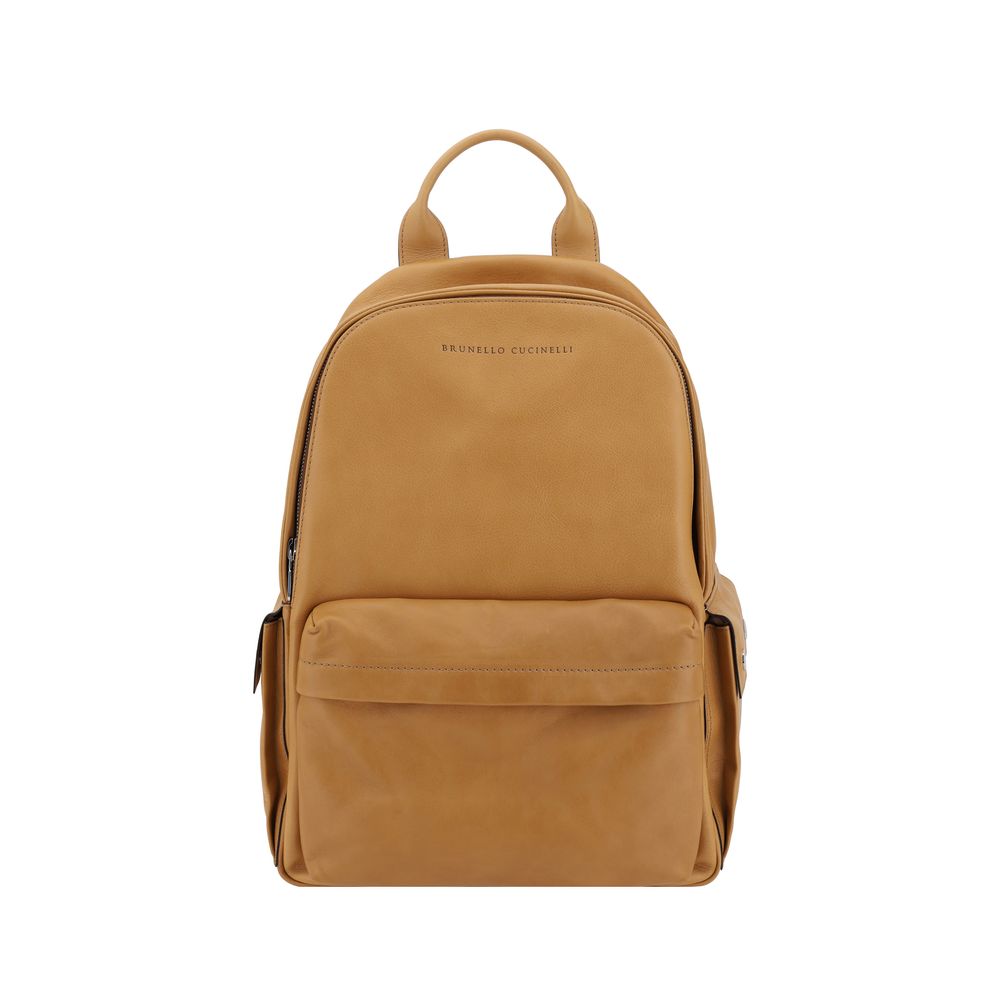 Brunello Cucinelli Brown Calf Leather Bos Taurus Backpack