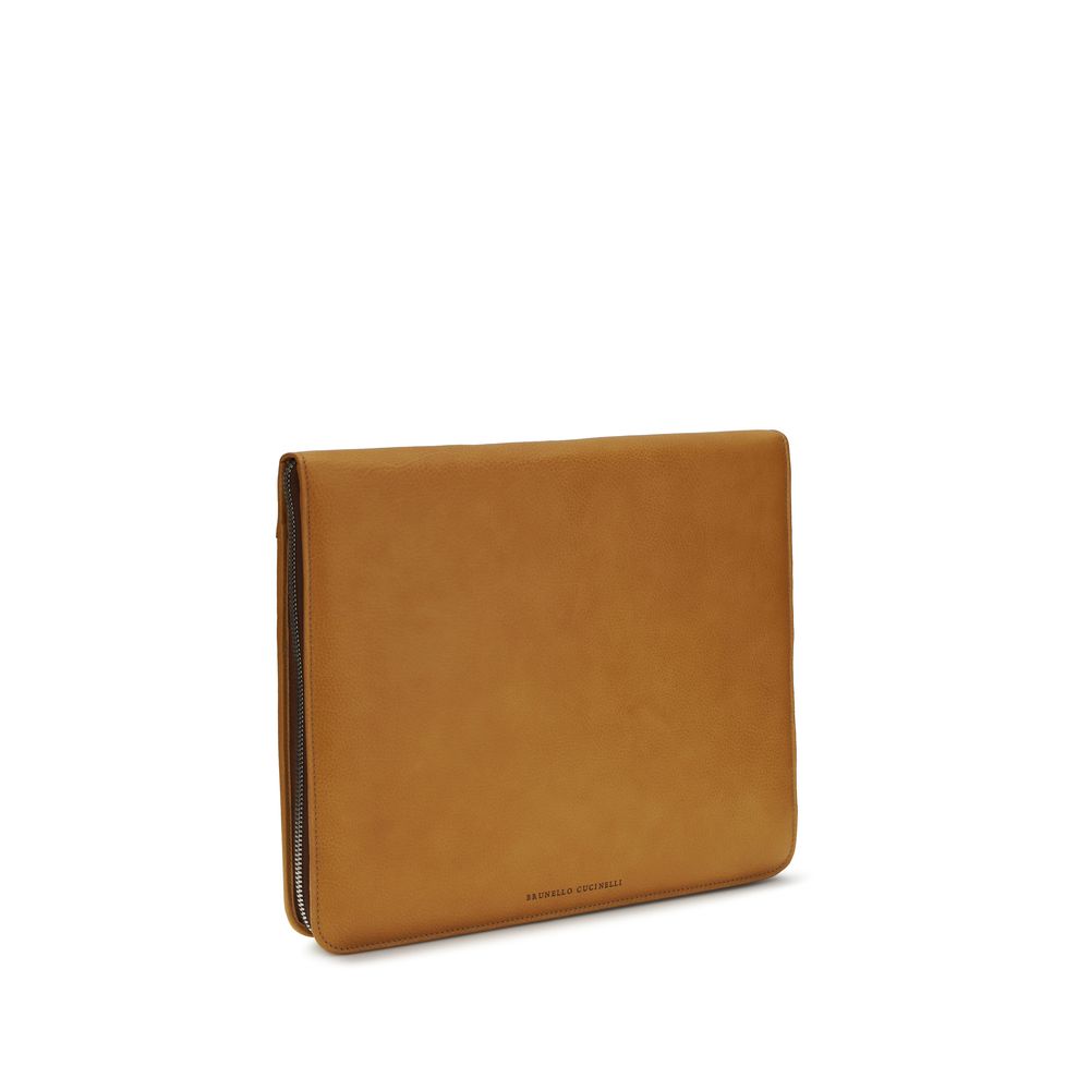Brunello Cucinelli Brown Calf Leather Bos Taurus Wallet