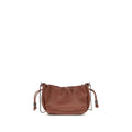 Brunello Cucinelli Brown Calf Leather Bos Taurus Shoulder Bag
