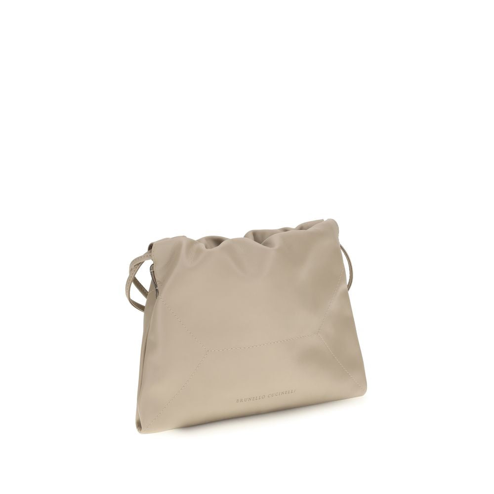 Brunello Cucinelli Beige Calf Leather Bos Taurus Clutch Bag