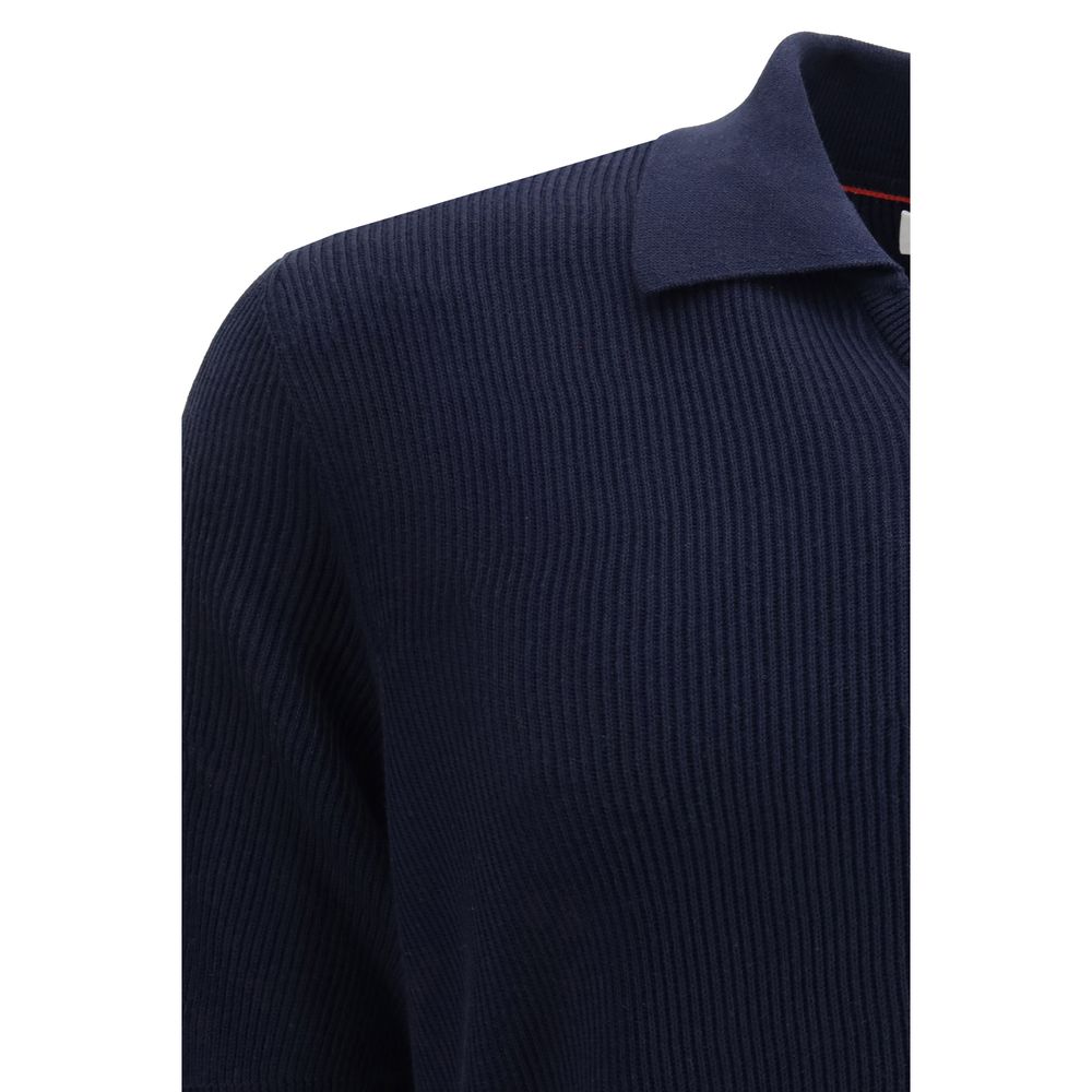 Brunello Cucinelli Blue Cotton Polo Shirt